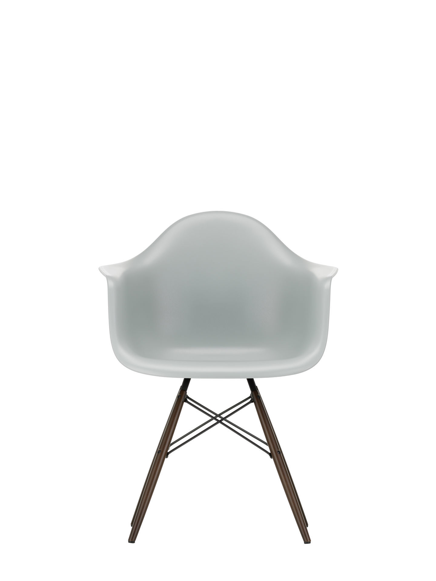 Eames Plastic Arm Chair DAW in Meerblau mit Ahorn-Gestell, moderner Design Stuhl.