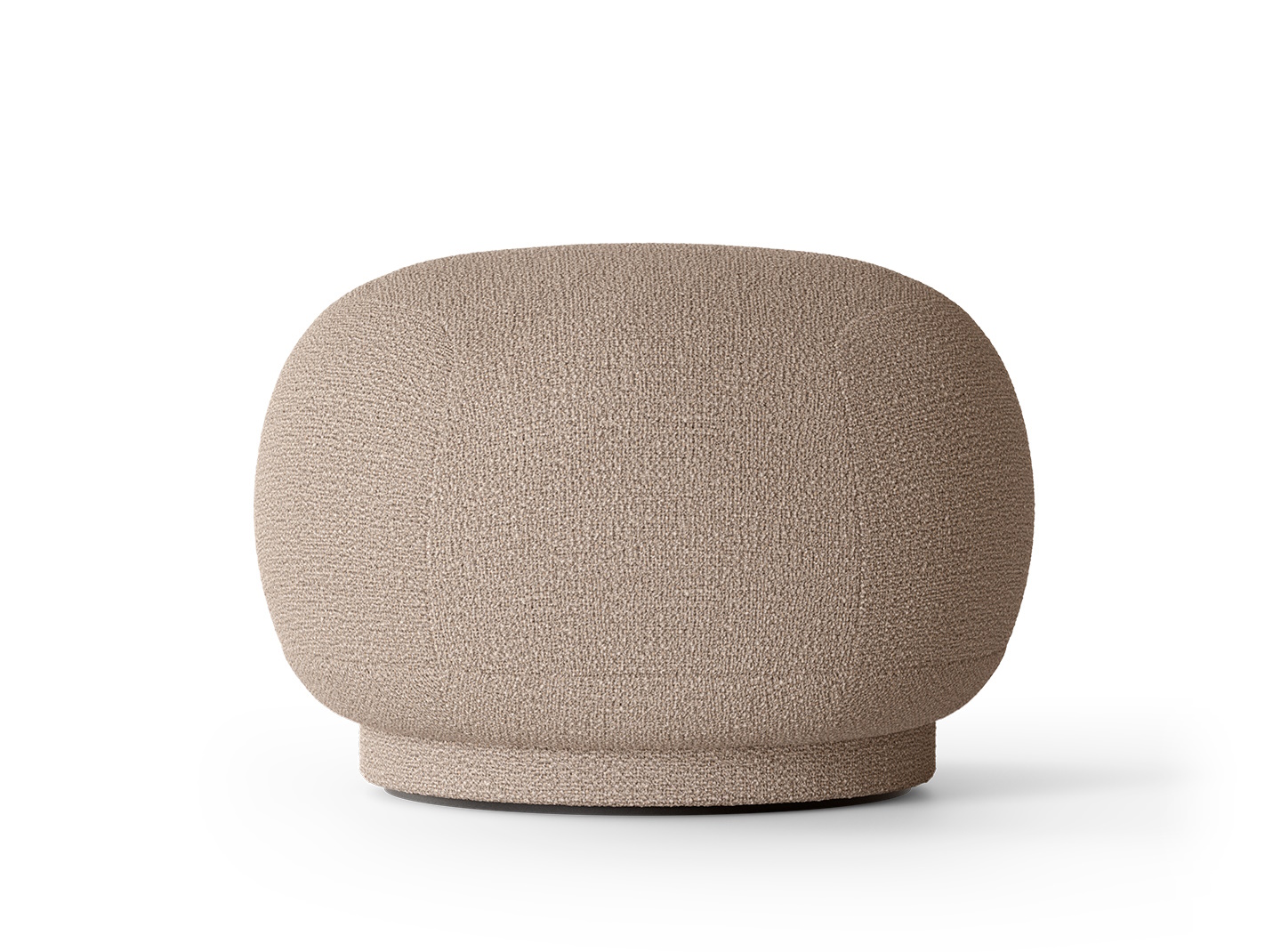 Sandfarbener Rico Pouf von Ferm Living mit Bouclé-Bezug, runder Hocker für Wohnzimmer.