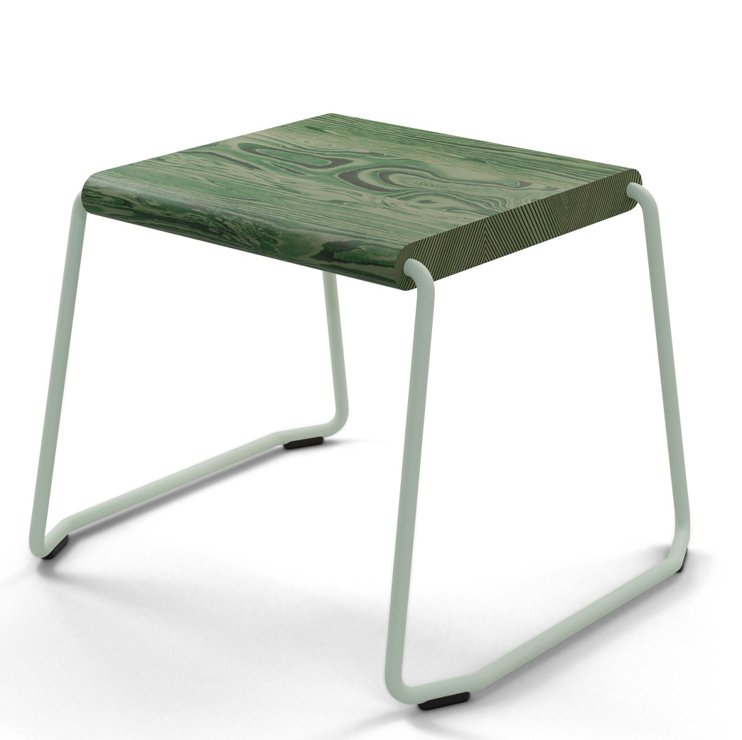 D:002 Beistelltisch Waldgrün mit hellgrünem Metallgestell. Moderner kleiner Tisch für Wohnzimmer und Schlafzimmer.