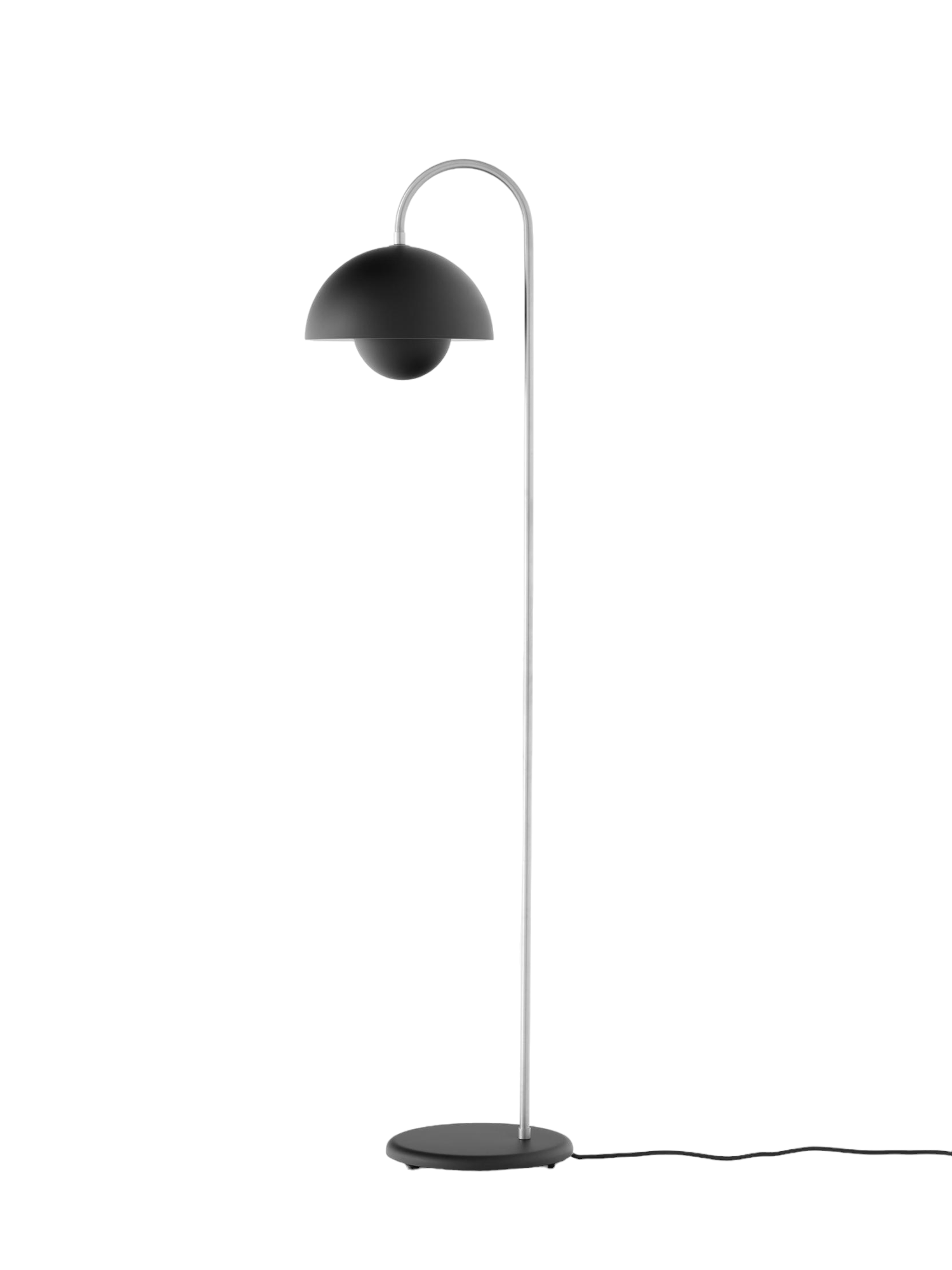 Flowerpot Stehleuchte VP12 von AndTradition in Schwarz matt, modernes Design für Wohnzimmer.