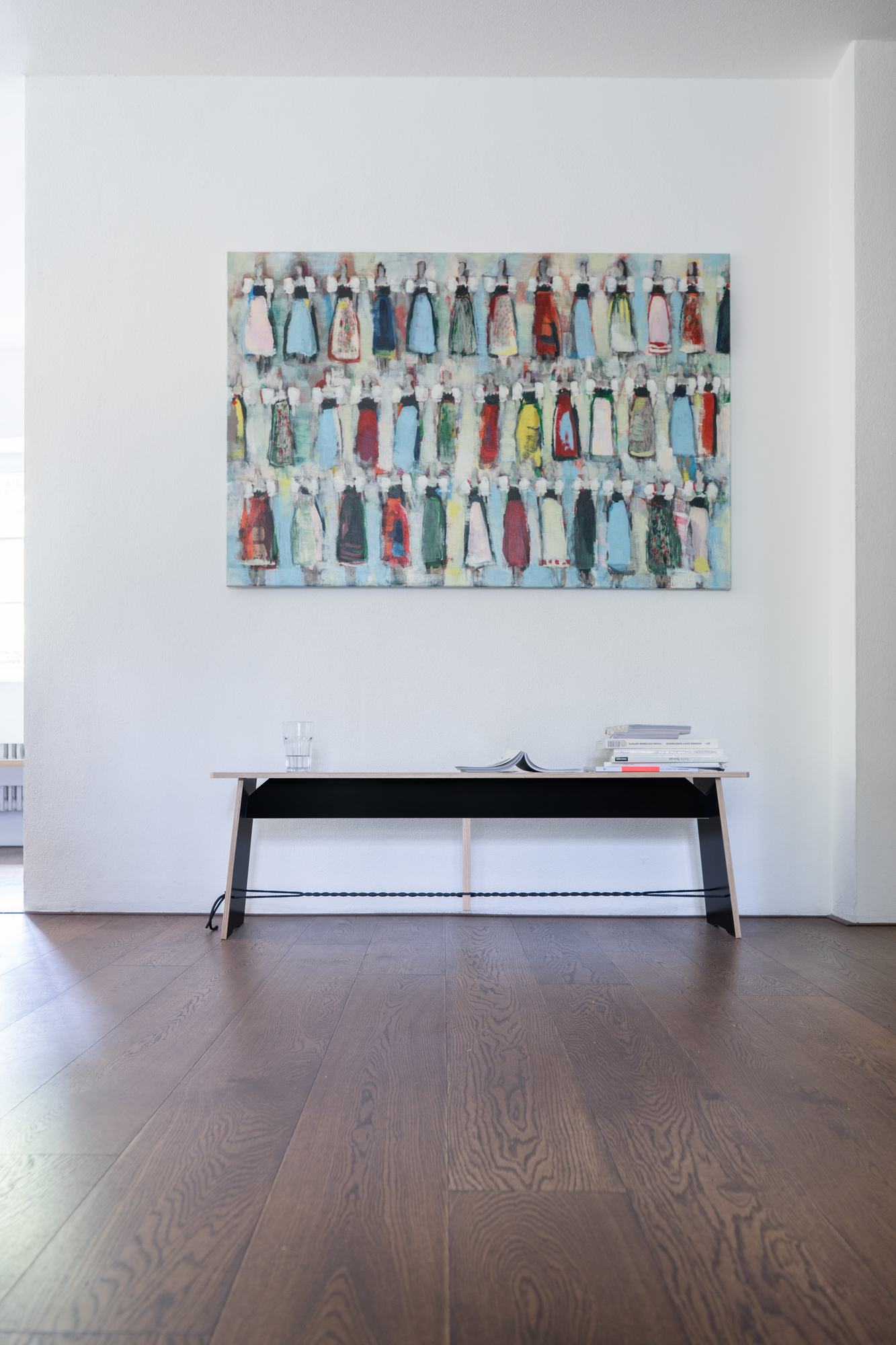 Langer Max Sitzbank 180 cm weiss Seil rot Nils Holger Moormann