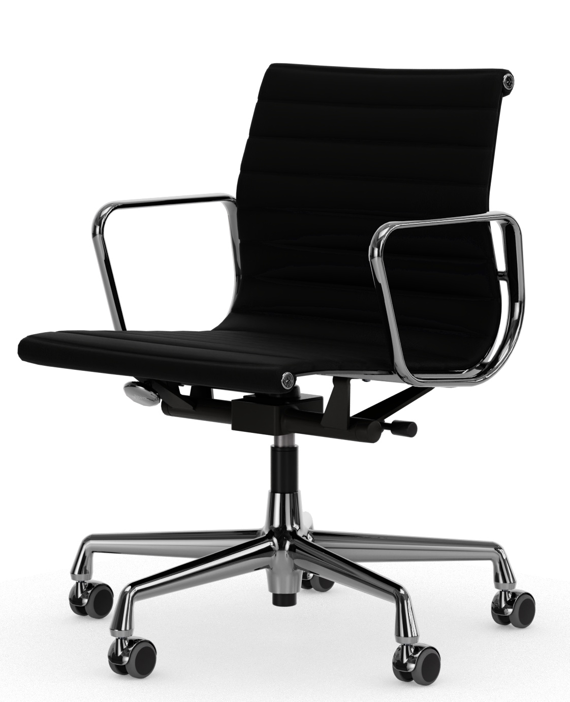 Aluminium Chair EA 118 / EA118 Stuhl Leder Premium Nero Vitra
