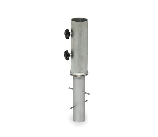 Weishäupl Bodenhülse für Sonnenschirm, Durchmesser 5,4 cm, aus Metall, mit Feststellschrauben und Erdspießen.