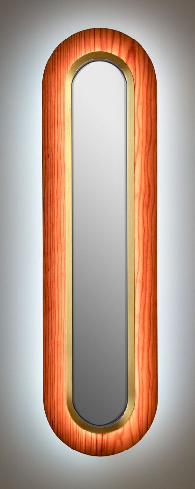 Lens LED Wandleuchte oval gestreckt Metallring in Gold Kirsch LZF Lamps