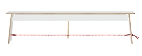 Langer Max Sitzbank 180 cm weiss Seil rot Nils Holger Moormann