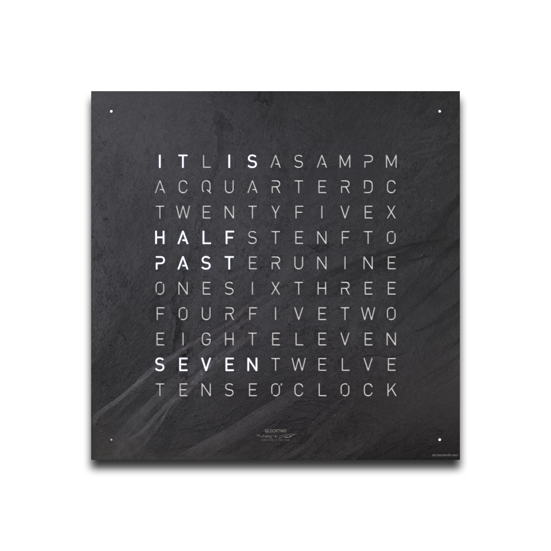 Frontcover für Earth 45 Wanduhr / Zeitobjekt Englisch QLOCKTWO
