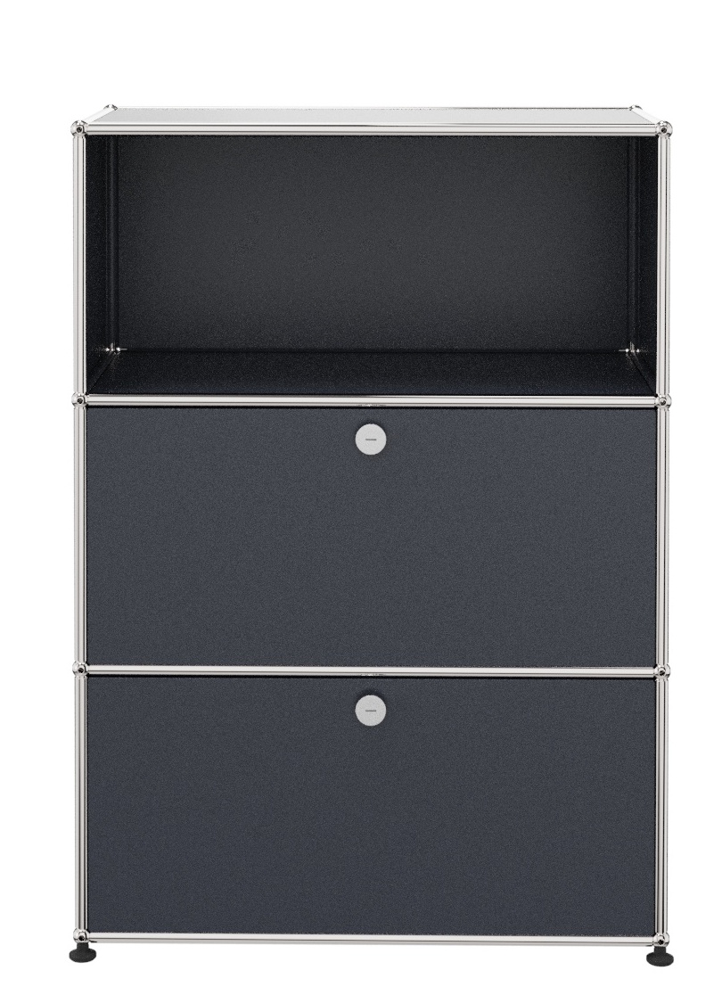USM Haller Highboard mit 2 Klappen und 1 Fach offen-anthrazitgrau