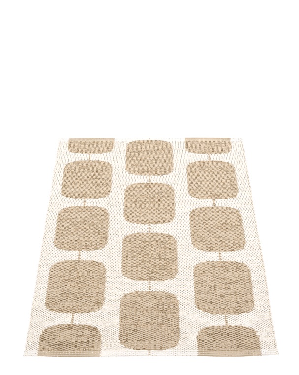 Pappelina Sten Kunststoffteppich in Nougat/Vanille mit grafischem Muster, 70x100 cm, ideal für Küche und Bad.