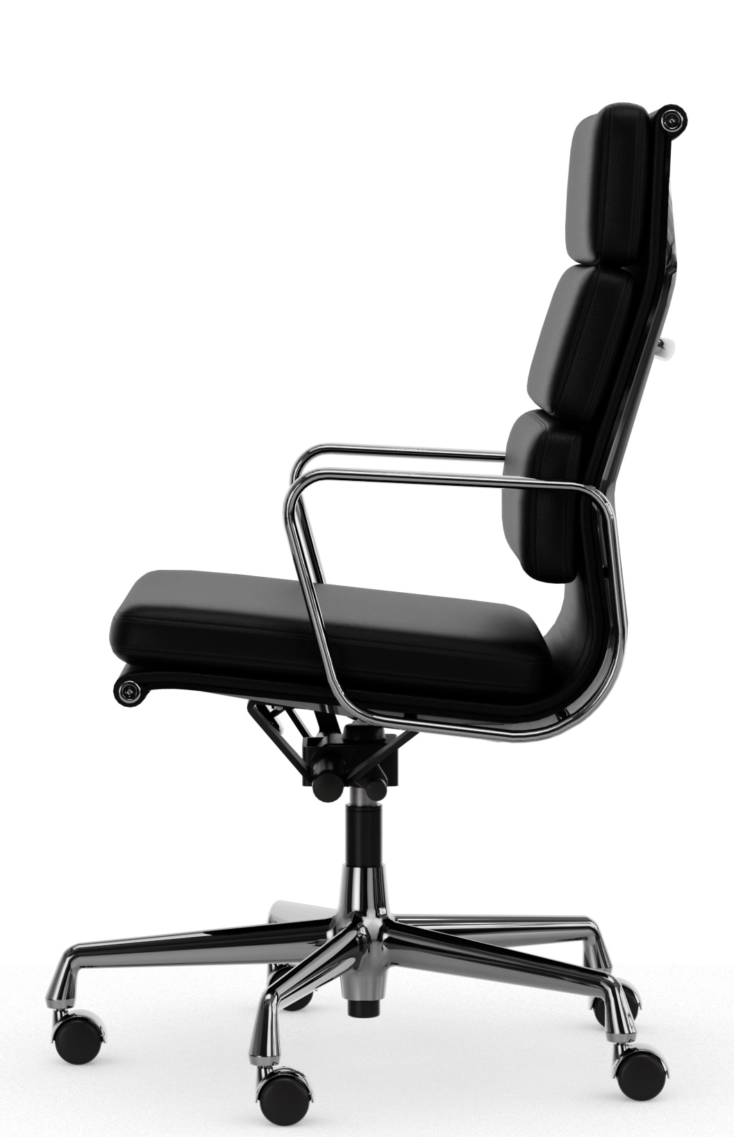 Soft Pad Chair EA219 / EA 219 VERCHROMT / LEDER NERO Sessel Vitra EINZELSTÜCK