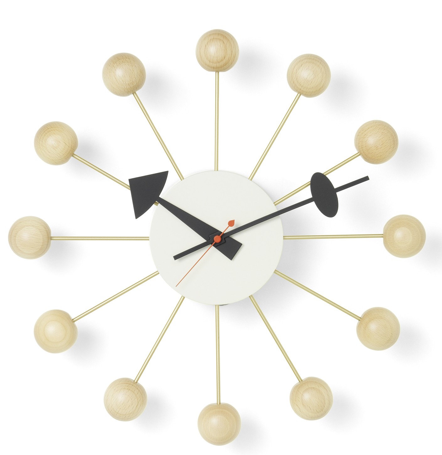 Ball Clock Wanduhr Buche natur Vitra