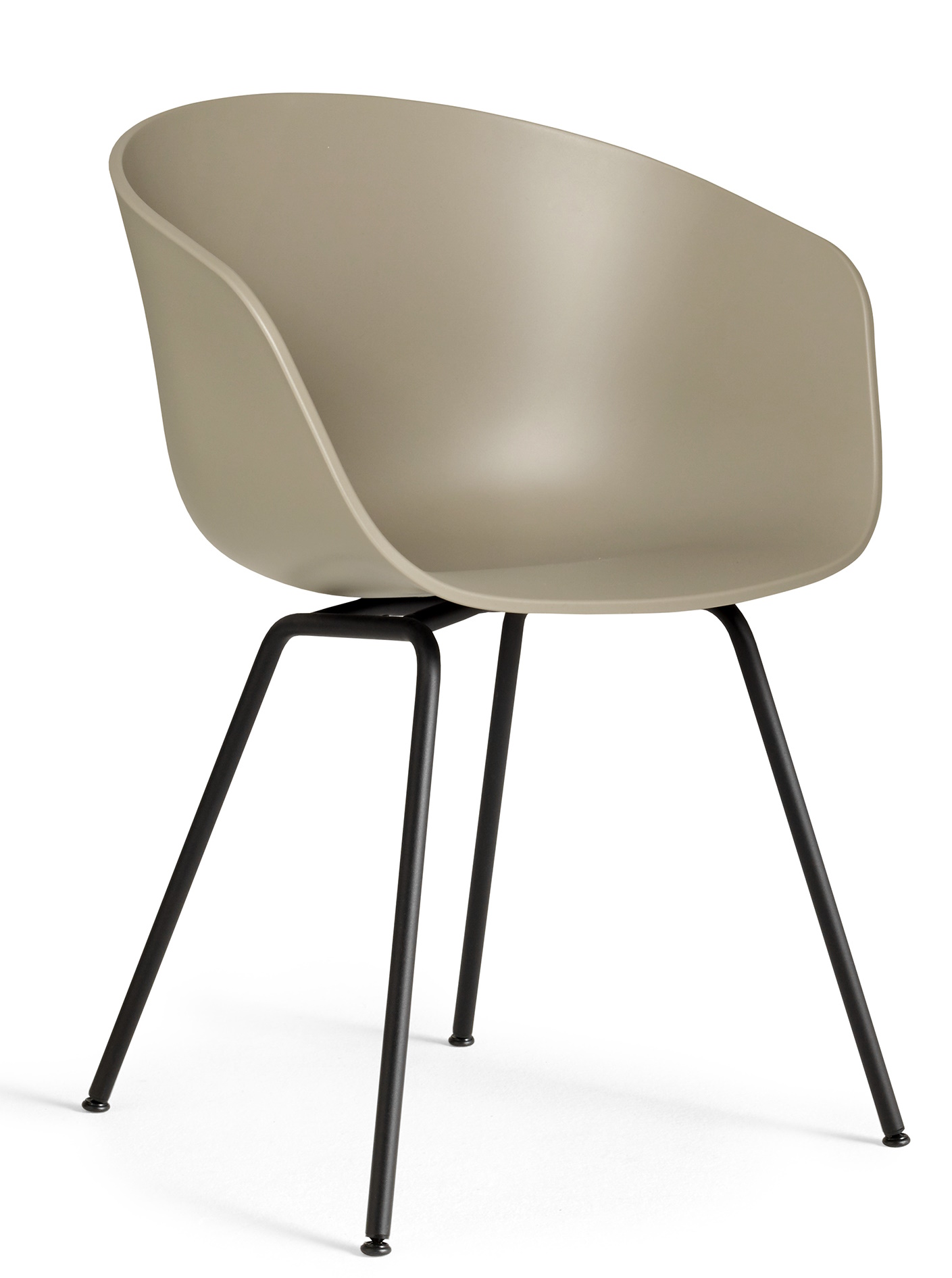 About A Chair AAC26 Stuhl in Khaki mit schwarzem Vierfußgestell für Esszimmer und Büro.