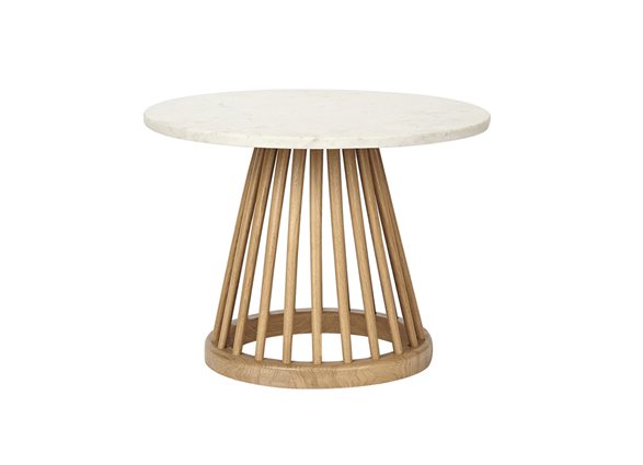 Fan Tisch 600 Gestell Eiche / Tischplatte weißer Marmor Tom Dixon