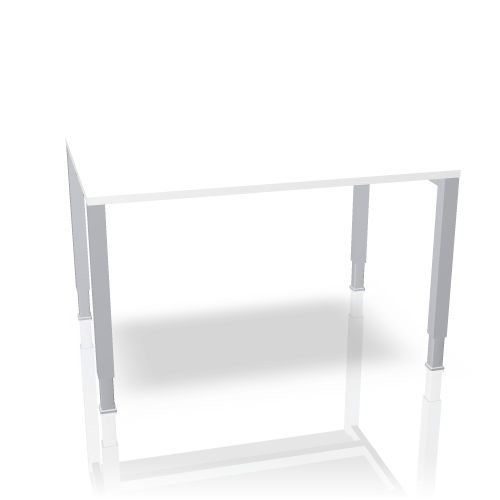 Weißer Basic 4 Schreibtisch von König+Neurath, höhenverstellbar mit silbernen Beinen, geeignet für Büro und Homeoffice.