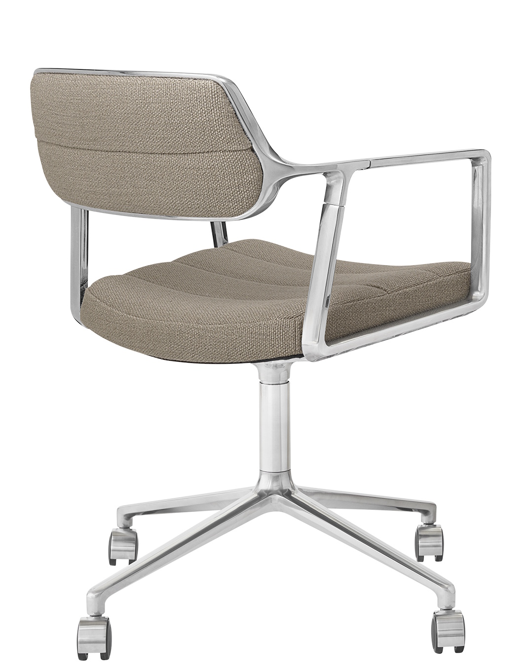 Vipp 453 / Vipp453 Drehstuhl Swivel Chair Vipp Dark sand Textil / polierter Aluminiumrahmen mit Rollen