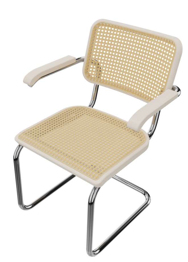 S 64 V Stahlrohr Klassiker Freischwinger CHROM / BUCHE WEISS LASIERT Thonet EINZELSTÜCK