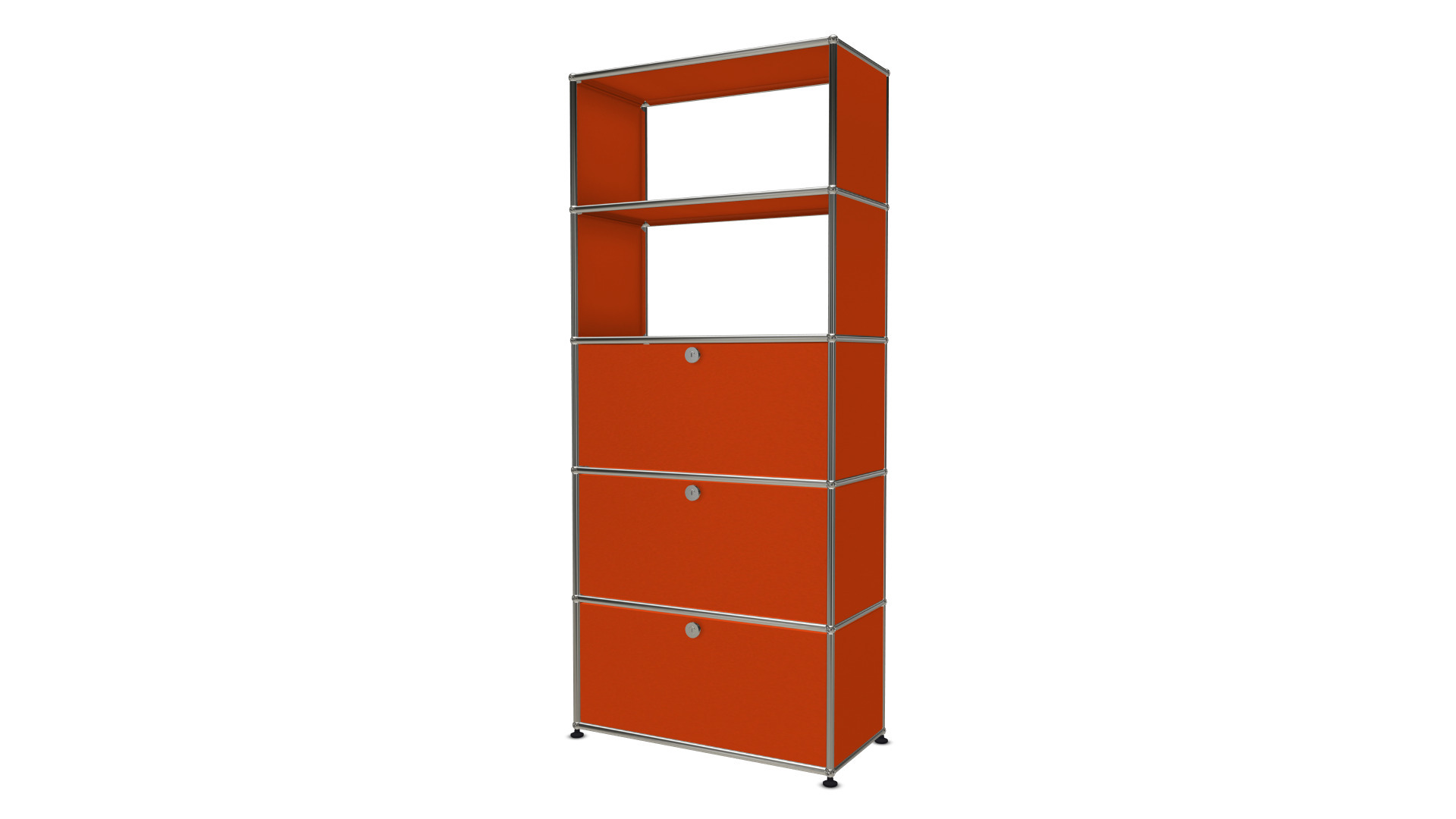 USM Haller Regal mit 1 Schublade und 2 Klappen - orange