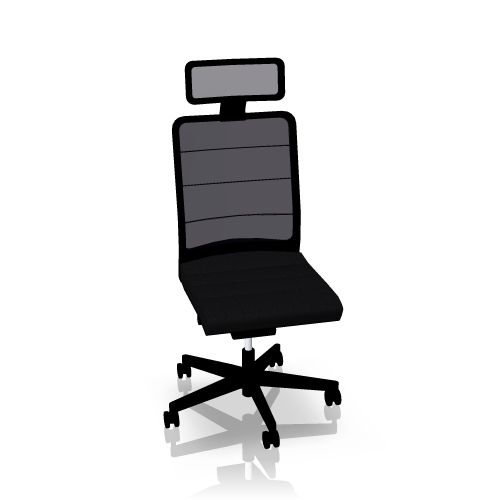 AirPad Drehstuhl von Interstuhl mit Kopfstütze, schwarzer Bürostuhl mit Rollen und ergonomischem Design.