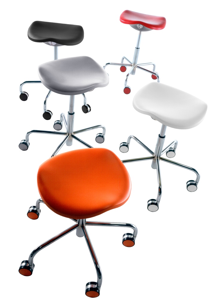 Welcome Drehhocker von Rexite in verschiedenen Farben, ergonomischer Bürohocker mit Rollen und verstellbarer Höhe.