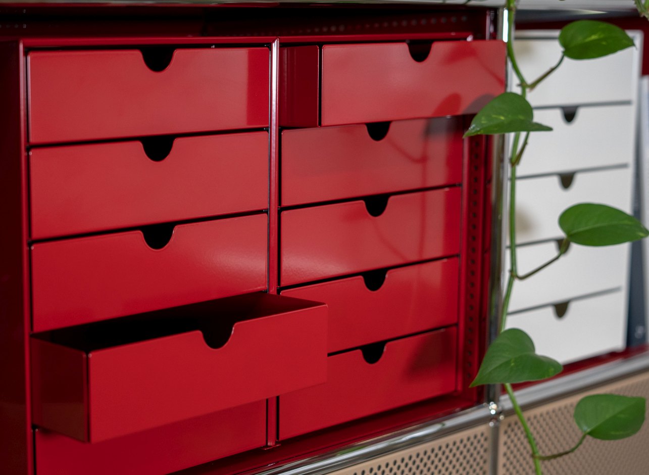 USM Haller Inos Kastenset C4 mit 5 Schalen geschlossen Home Office