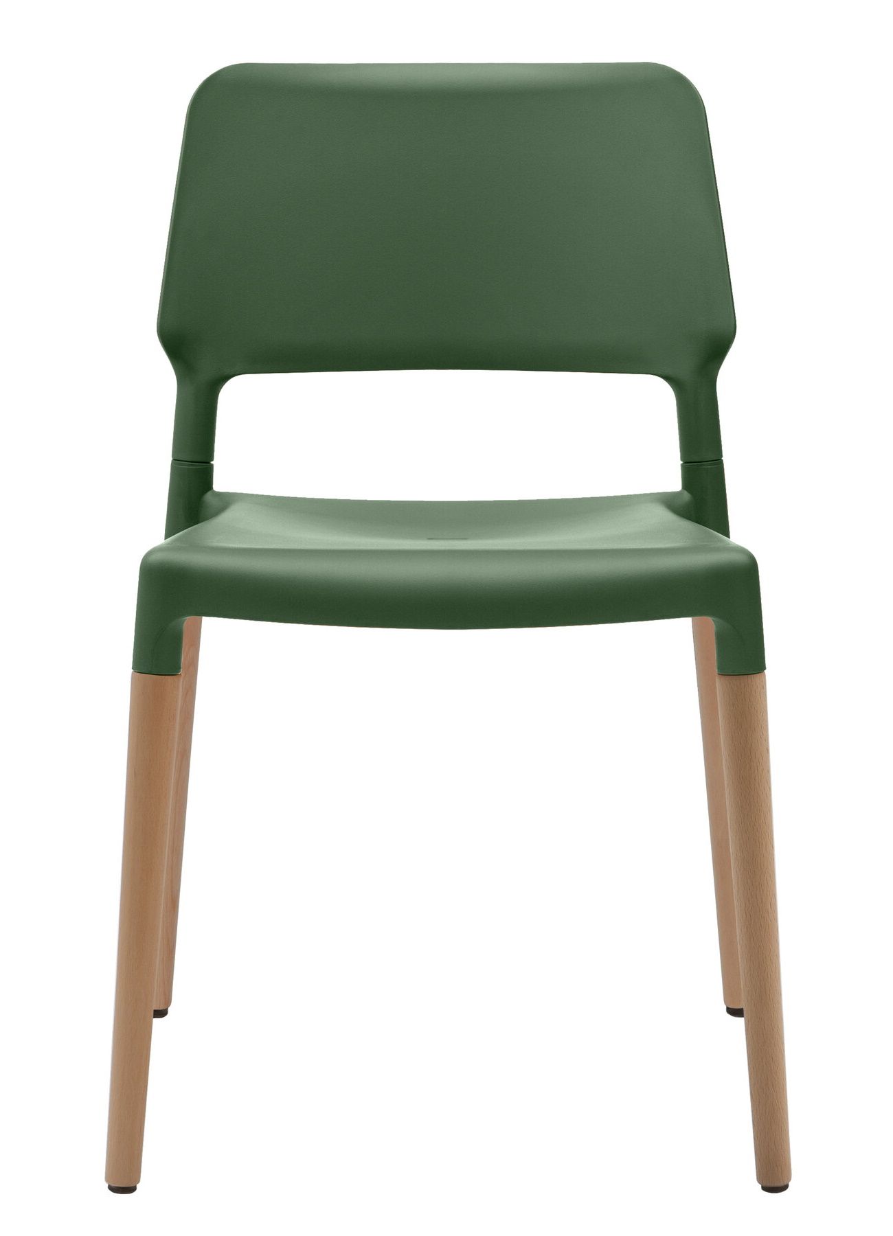 Belloch Stuhl von Santa & Cole: Grüner Esszimmerstuhl mit Holzbeinen für den Innenbereich.