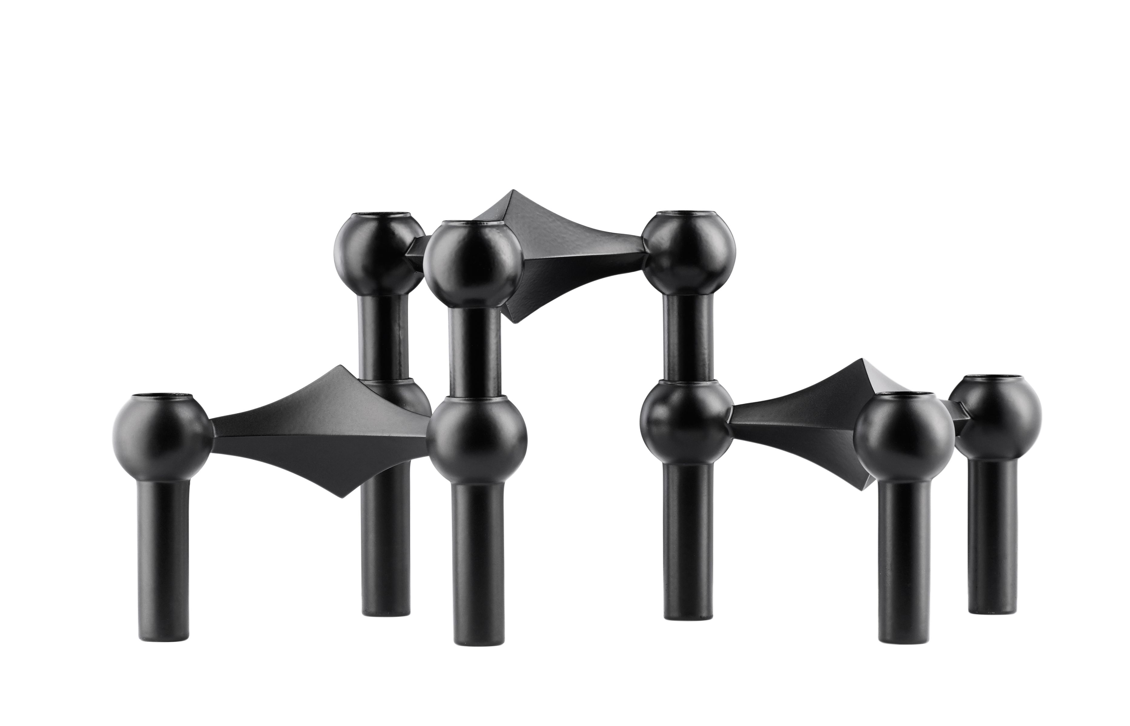 Kerzenständer 3er Set schwarz Stoff Nagel