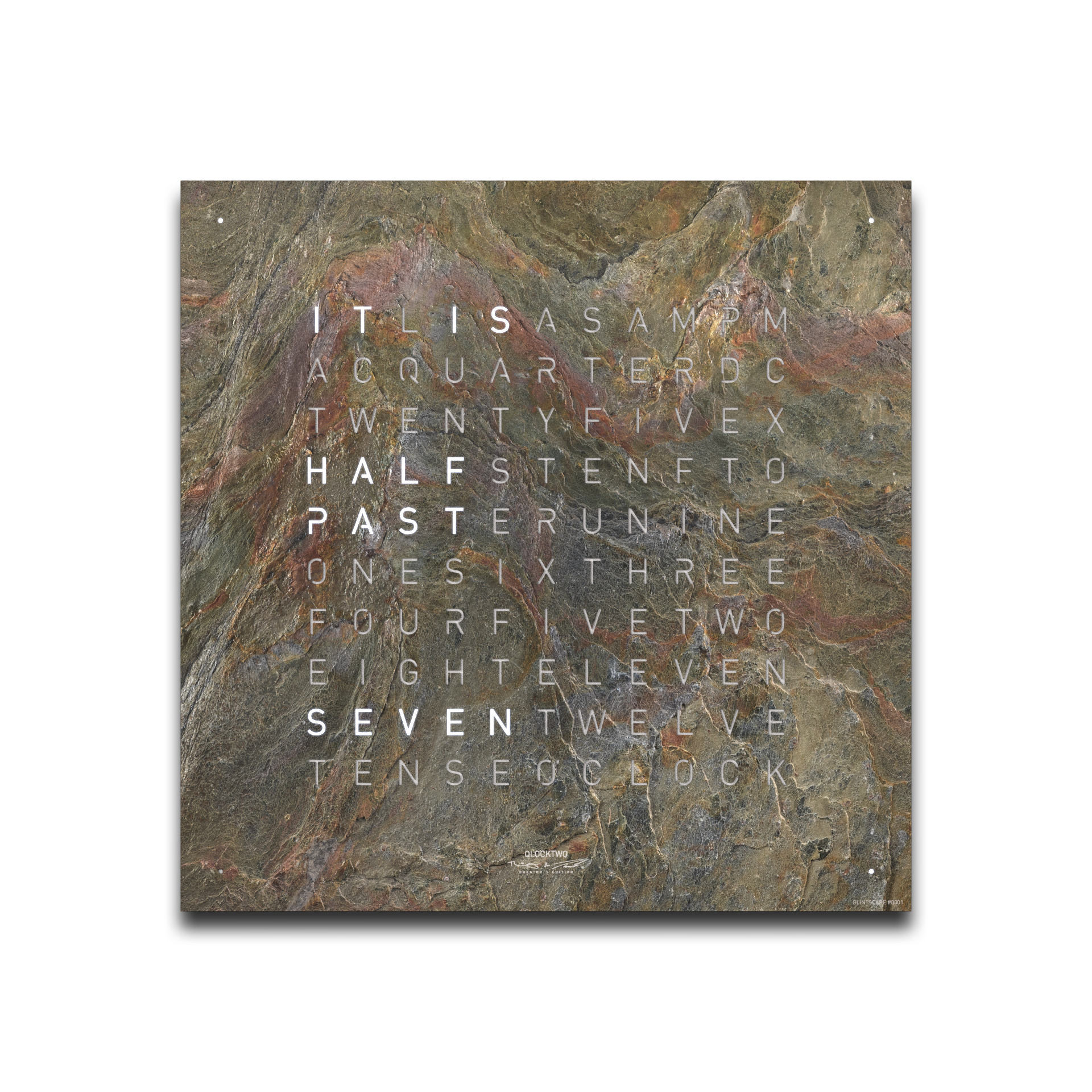 Frontcover für Earth 45 Wanduhr / Zeitobjekt Englisch QLOCKTWO