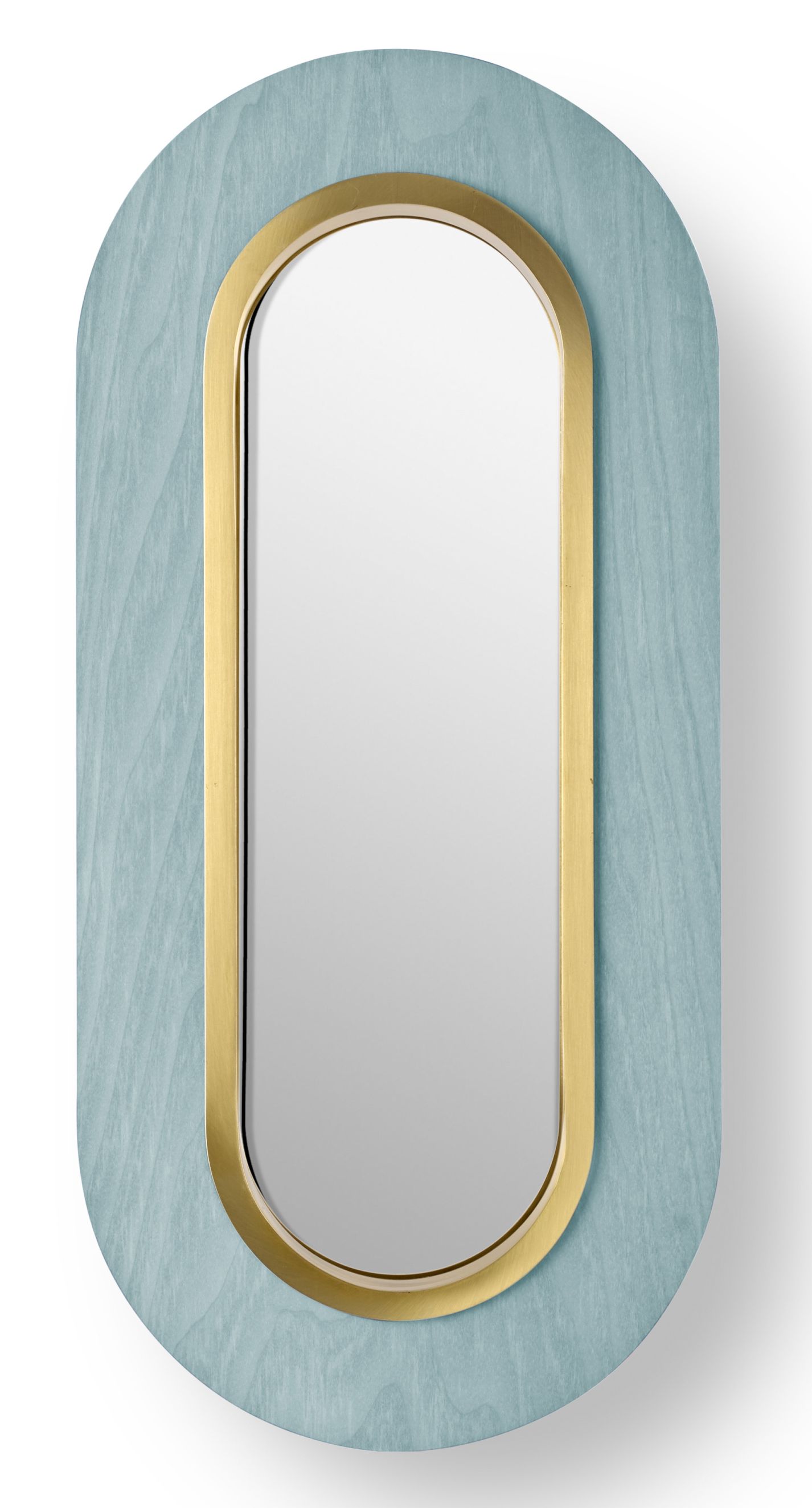 Lens LED Wandleuchte oval Metallring in Gold Meeresblau LZF Lamps