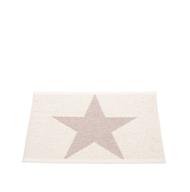 Viggo One Pappelina Kunststoffteppich 70x50 cm in Pale Rosa mit großem Sternmuster, ideal für drinnen.