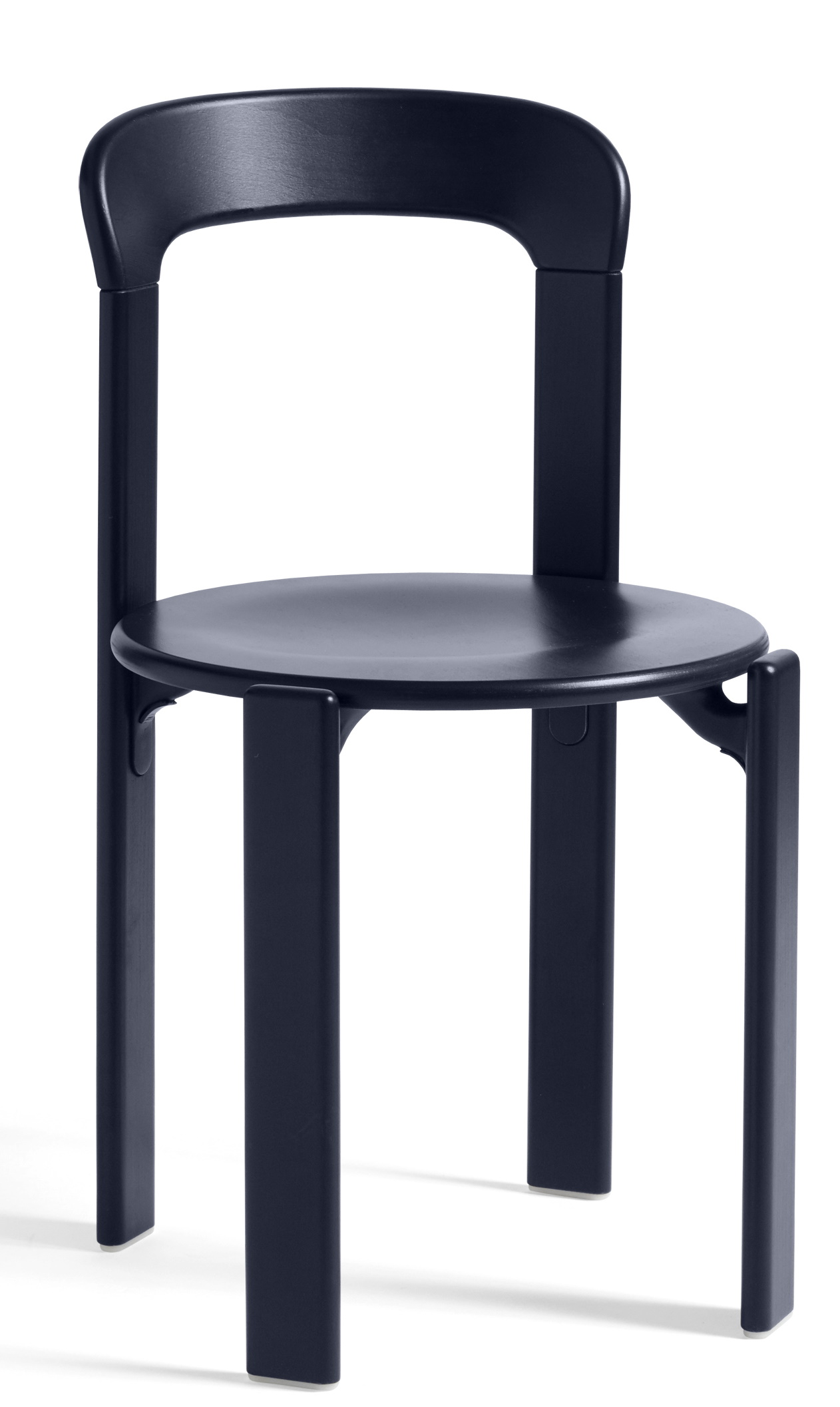 Rey Chair Stuhl Hay Tiefblau Tiefblauer Rey Stuhl von Hay mit runder Sitzfläche und minimalistischem Design. Moderner Holzstuhl.