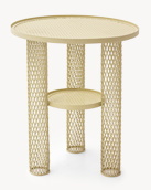 Perlweißer Net Beistelltisch von Moroso: Kleiner, runder Design-Tisch mit filigranem Netzmuster und Ablagefläche.