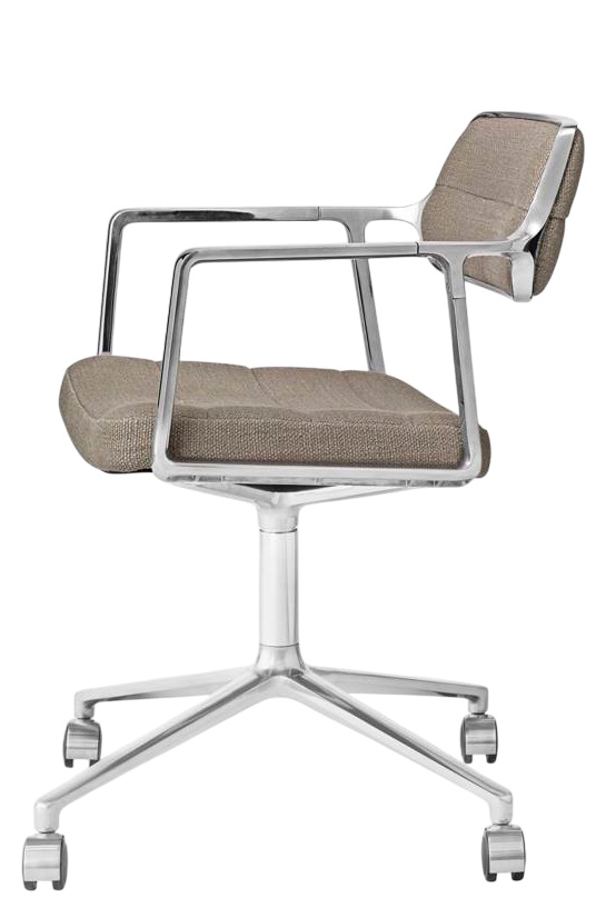 Vipp 453 / Vipp453 Drehstuhl Swivel Chair Vipp Dark sand Textil / polierter Aluminiumrahmen mit Rollen