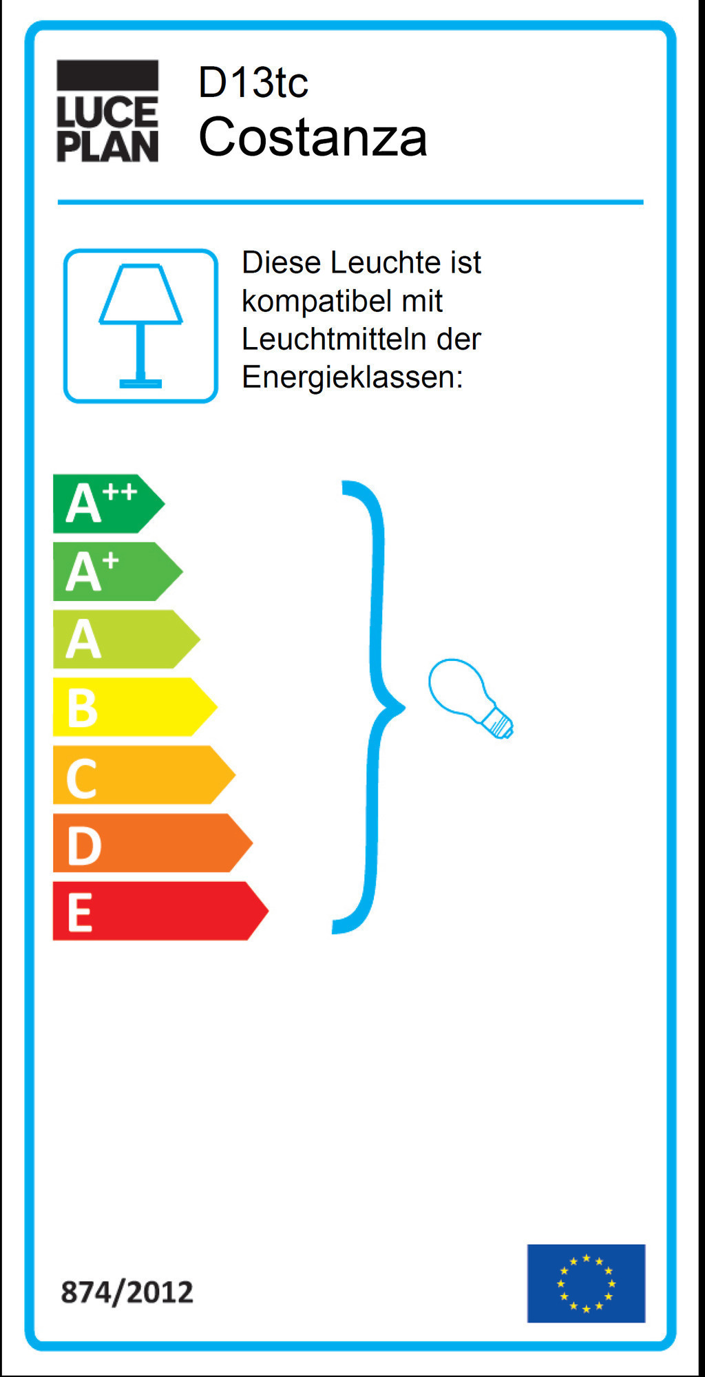 D13 tc Costanza höhenverstellbare Stehleuchte mit Sensordimmer Komplettversion Luceplan