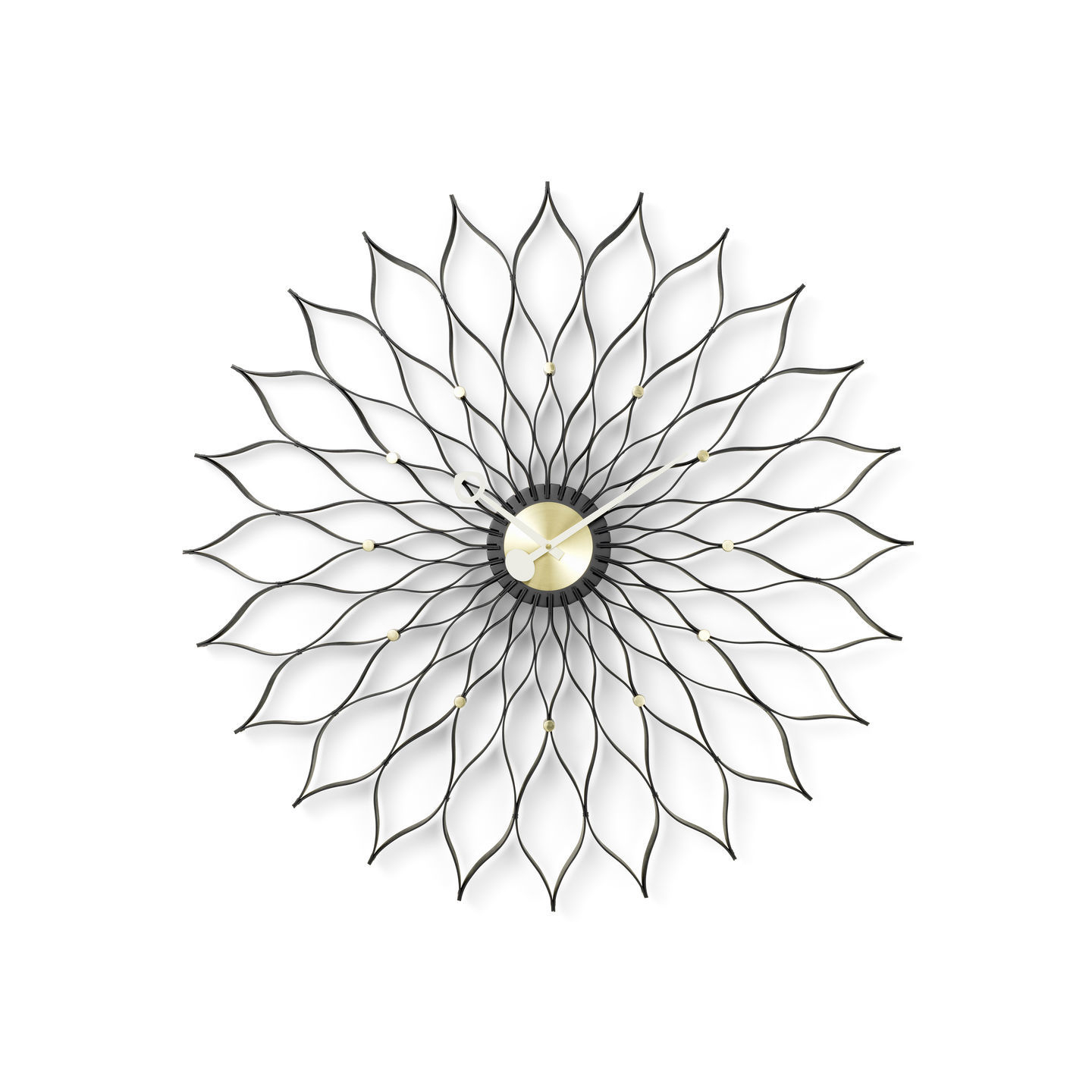 Sunflower Clock Wanduhr Vitra Esche schwarz - Messing