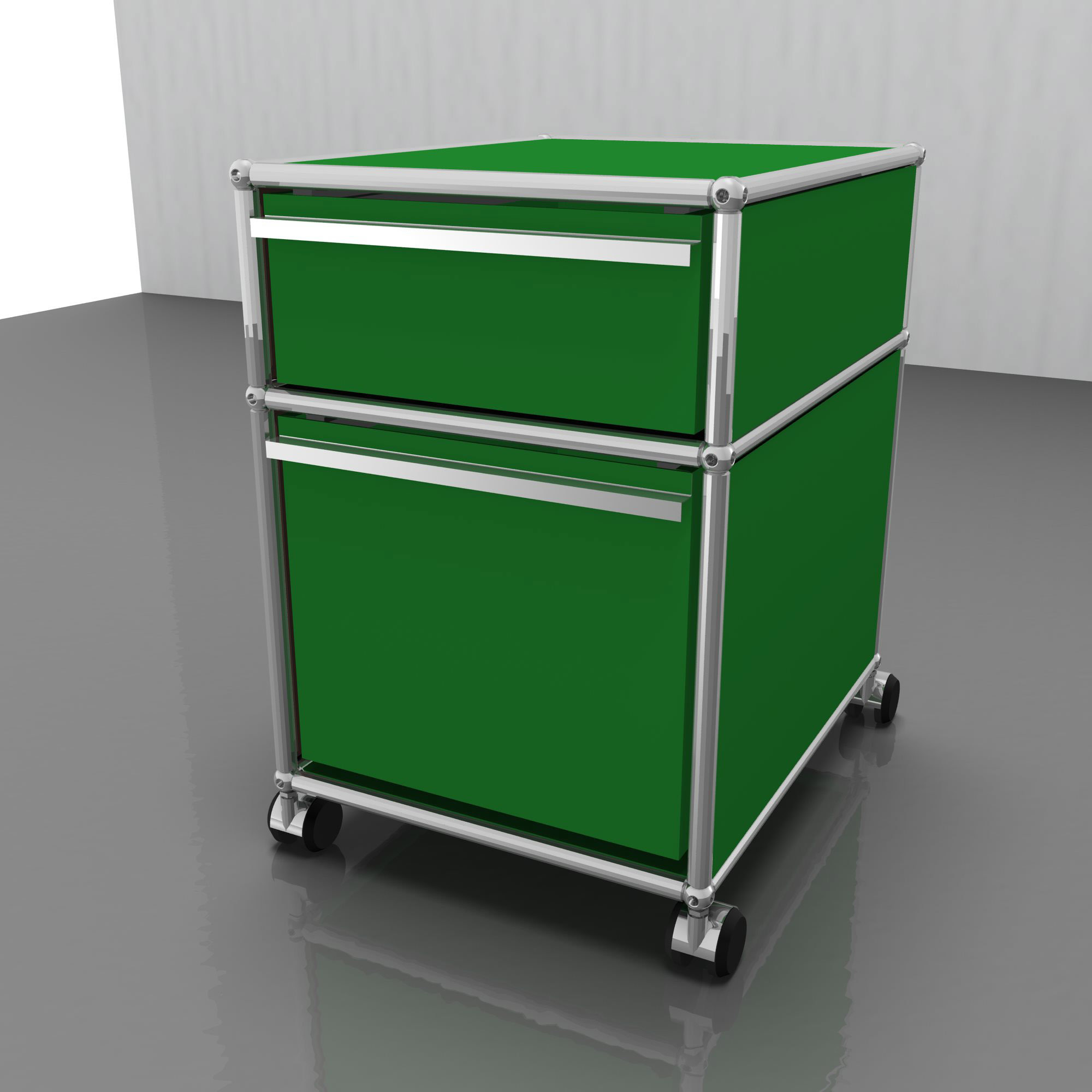 USM Haller Rollcontainer mit Hängeregistratur – grün