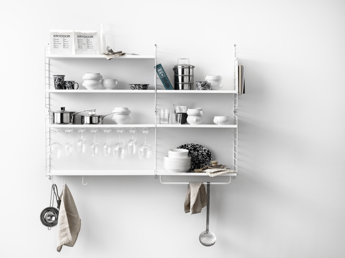 Einzelteil Regalboden aus Metall niedrige Kante B 78 cm String Furniture