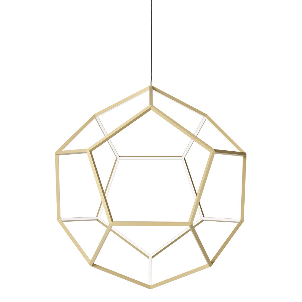 Dodeca Pendelleuchte Japth: Goldene, geometrische Hängelampe für moderne Innenräume, stilvolle Beleuchtung.