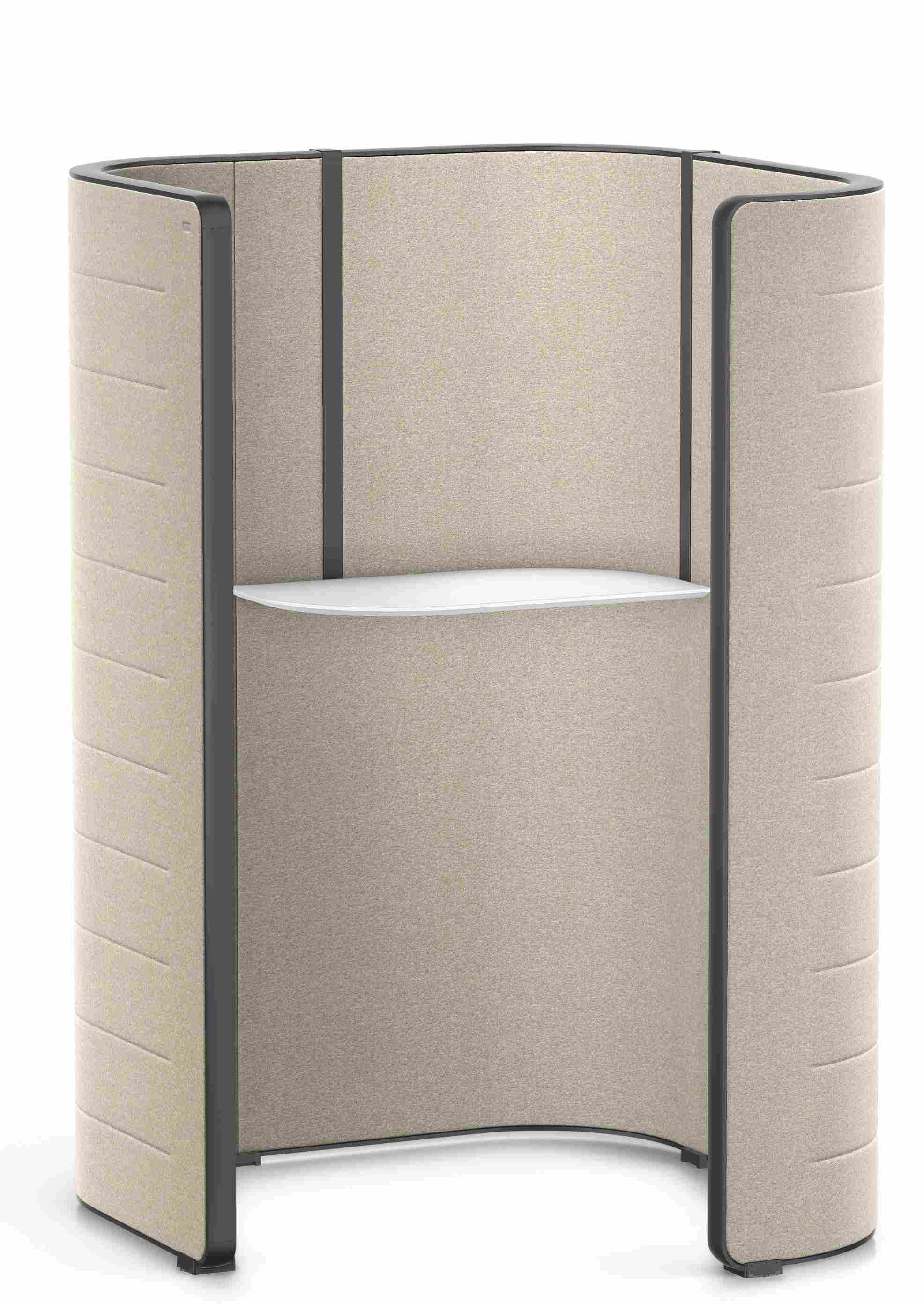 Interstuhl Hub Telefonzelle: Freistehende Besprechungszelle mit Ablagefläche für konzentriertes Arbeiten und Telefonieren.