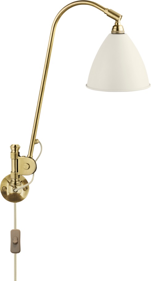 Bestlite BL6 Wandleuchte in Weiß mit Messingdetails. Elegante Wandlampe für Wohnzimmer und Schlafzimmer.