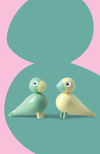 Ostervögel 2026 Liliput gelb/grün Set Kay Bojesen