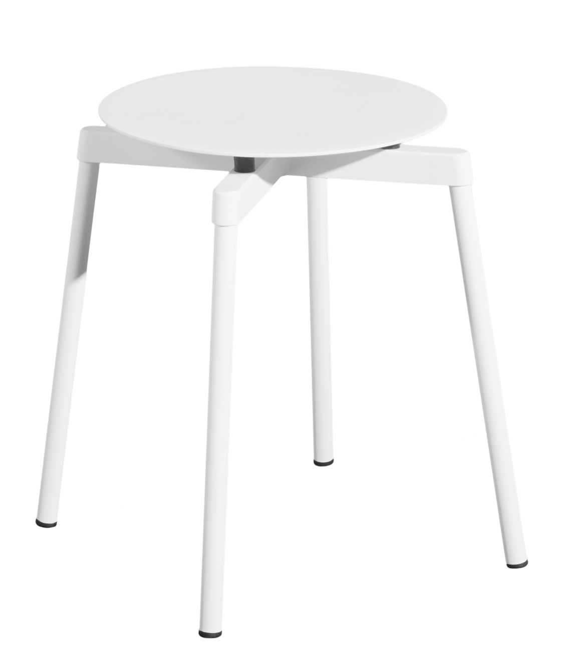 Weißer Fromme Stool Hocker von Petite Friture: Moderner, minimalistischer Hocker mit runder Sitzfläche und drei Beinen.