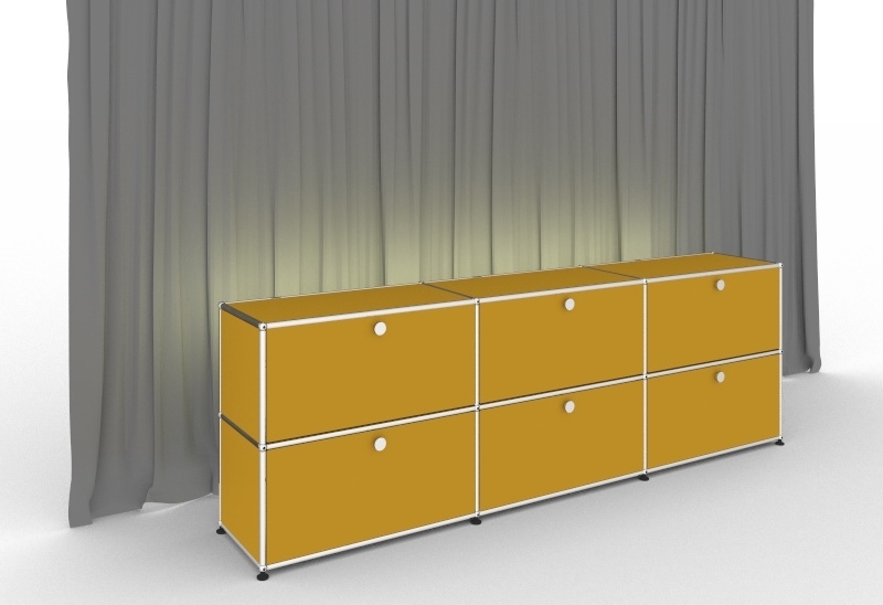 E Sideboard beleuchtet mit 6 Klapptüren goldgelb USM Haller