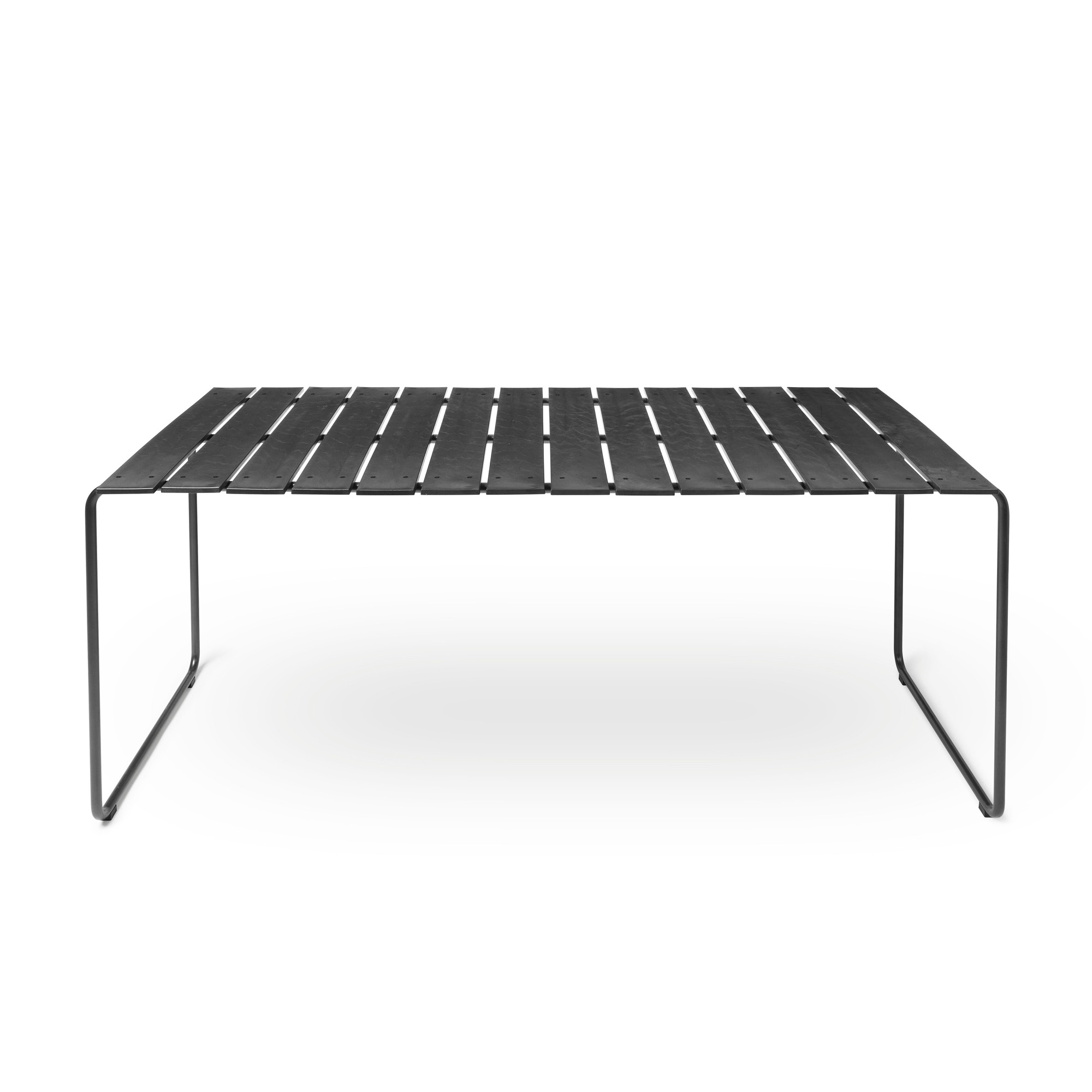 Schwarzer Ocean Table Outdoor Tisch für vier Personen, moderner Gartentisch mit Lattenrost.