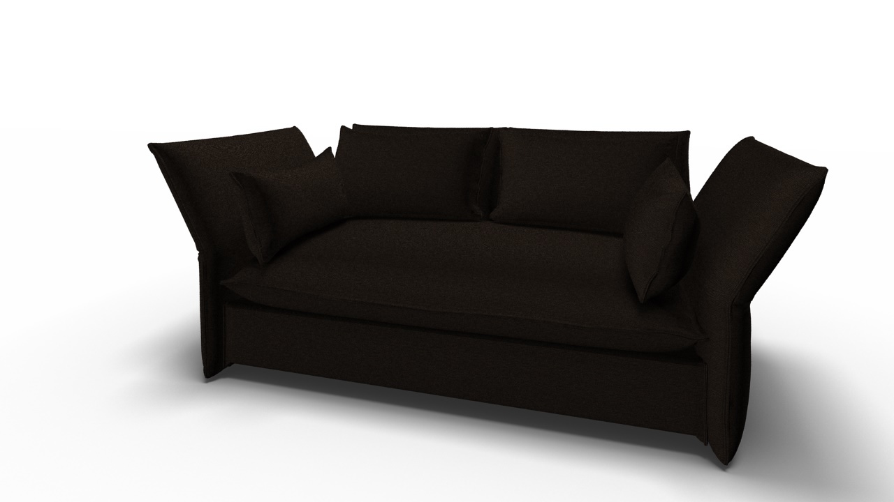 Dunkelbraunes Mariposa Sofa von Vitra, ein 2-Sitzer mit weichen Kissen und verstellbaren Seitenteilen.