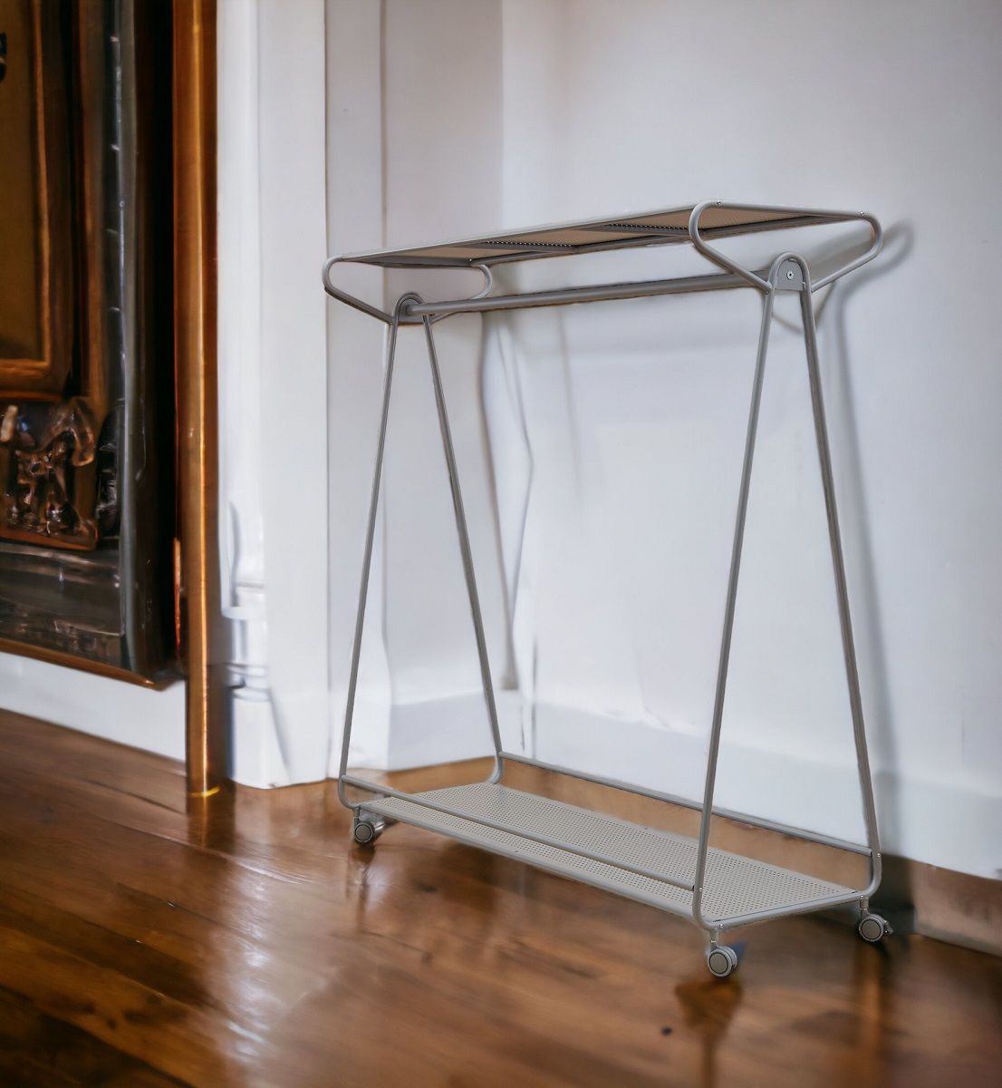 Ellipse Garderobe auf Rollen mit Hut- und Taschenablage Aluminium Segis