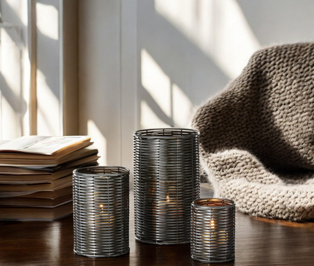 SALA Windlicht 3er Set von Philippi, dekorative Metall-Laternen für Kerzen und Teelichter.