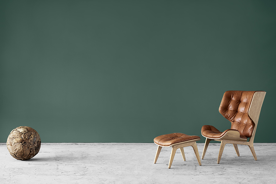 Mammoth Ottoman Lederbezug Norr11-Eiche dunkel gebeizt Dunes Leder Anthracite