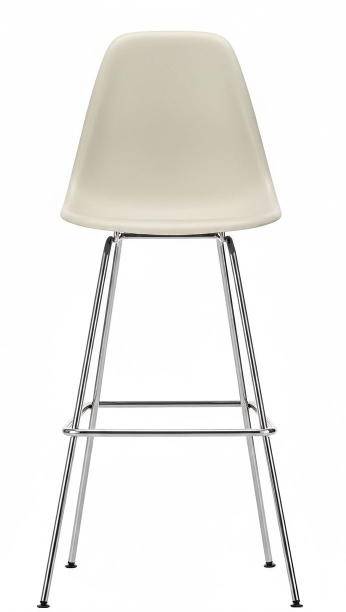 Eames Plastic Bar Stool Barhocker High KIESELSTEIN / GNLANZCHROM Vitra EINZELSTÜCK