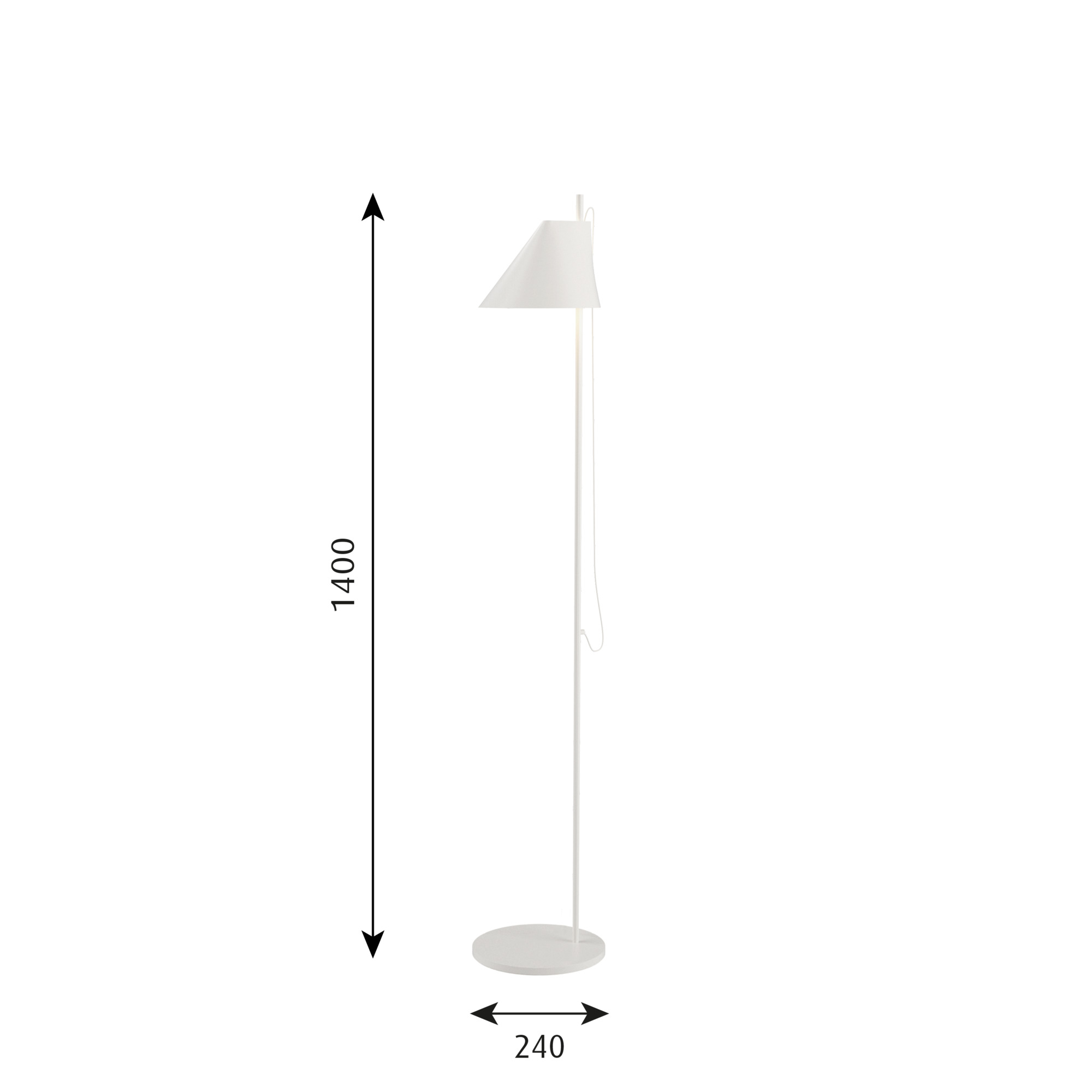 Weiße Yuh LED Stehleuchte von Louis Poulsen, modernes Design für Wohnzimmer und Büro, dimmbar.