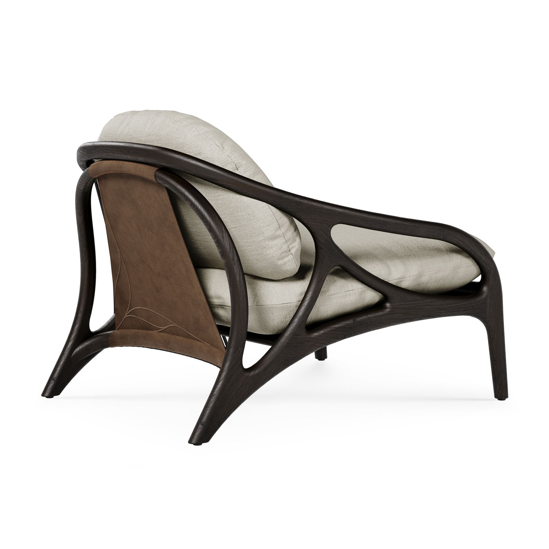 Vime Lounge Sessel Leder taupe - beige Chenille Morpho
