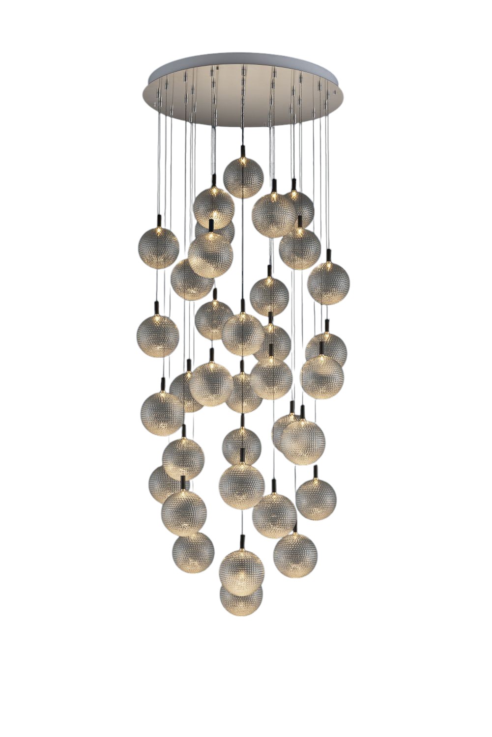 Par 18 Chandelier von Catellani & Smith: Hängeleuchte mit vielen kleinen, leuchtenden Kugeln.